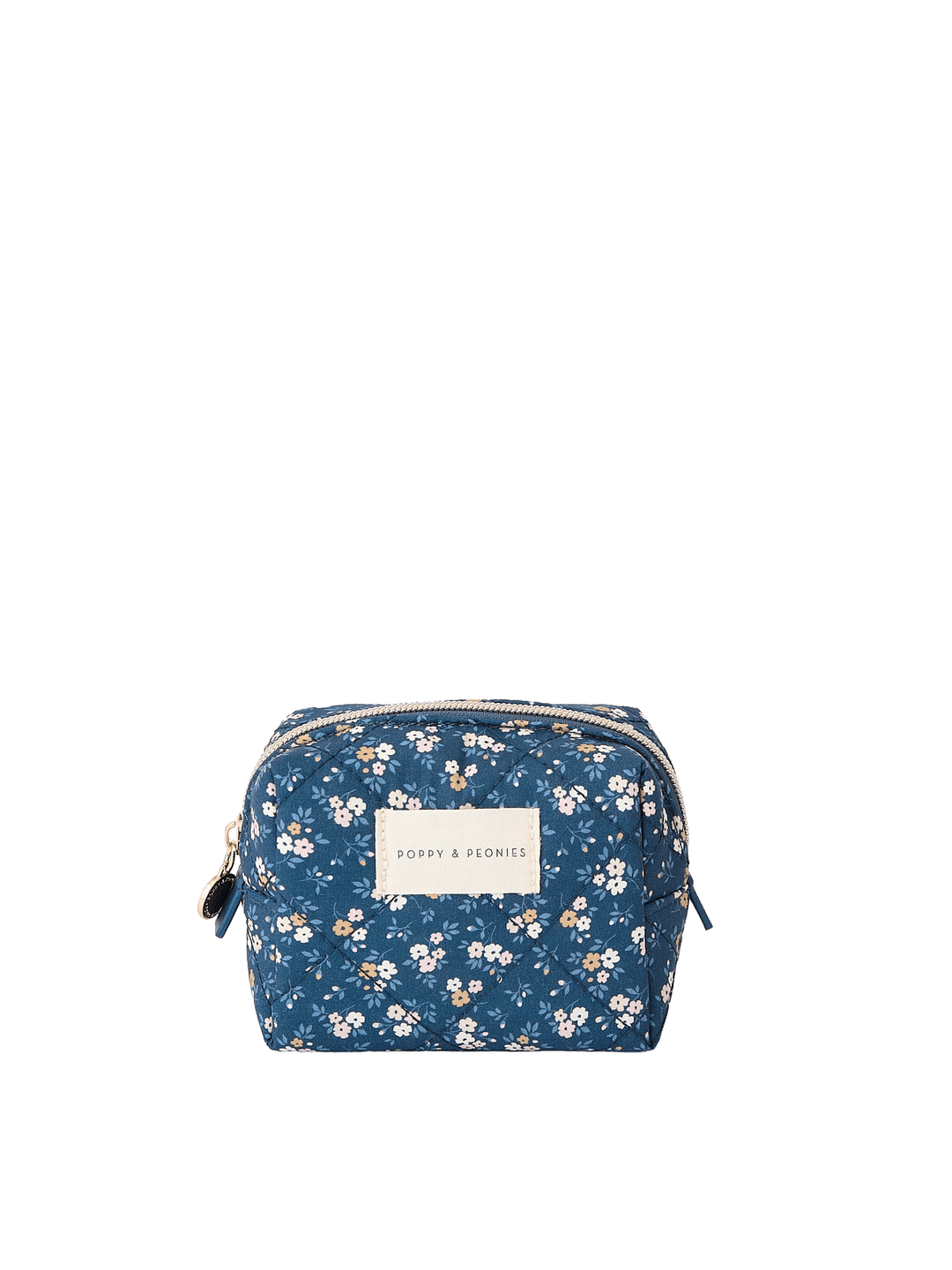 Small Cosmetic Trio pouch in Navy Floral Patchwork