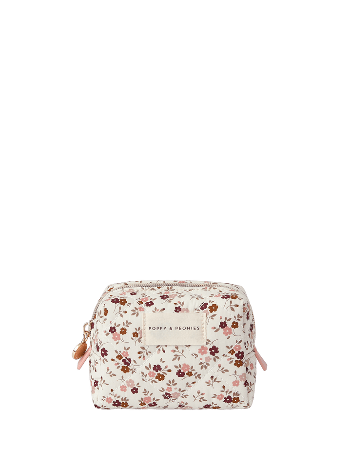 Floral-patterned cosmetic bag