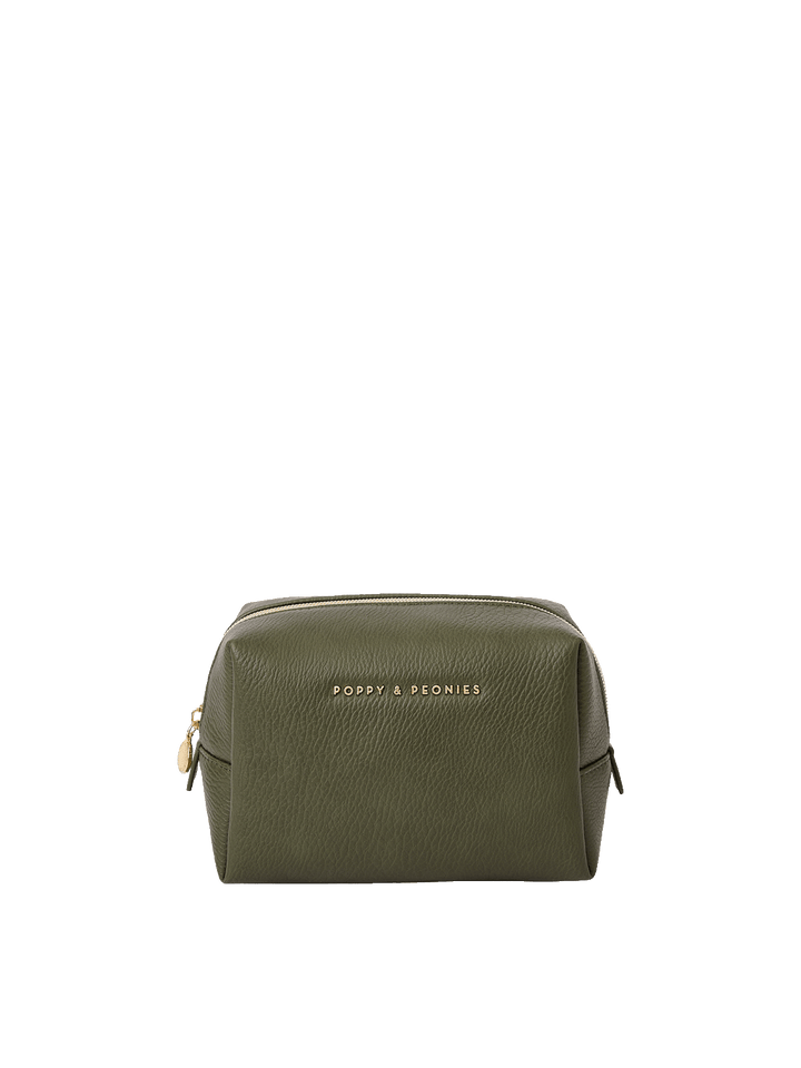 Olive Cosmetic Case in vegan leather