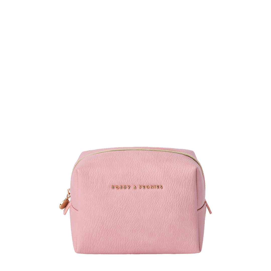 Pink vegan leather cosmetic case
