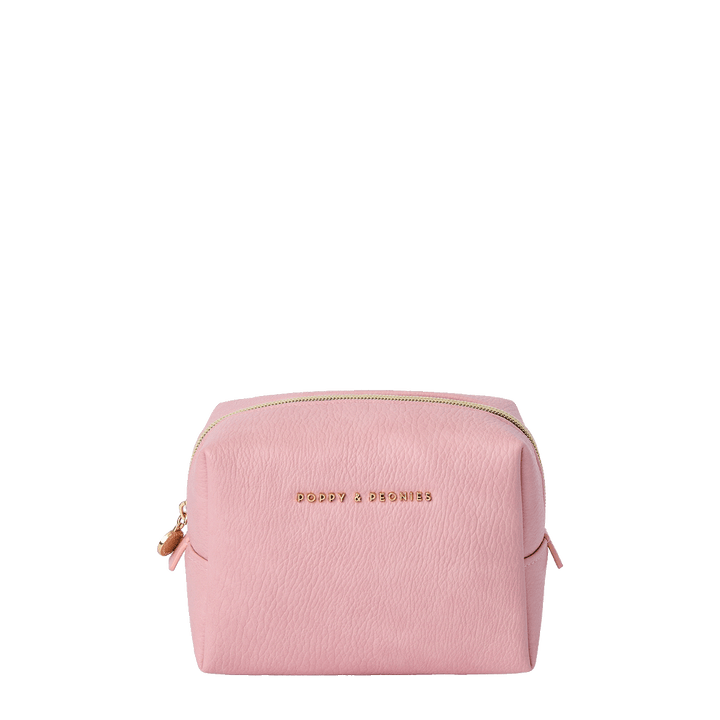 Pink vegan leather cosmetic case
