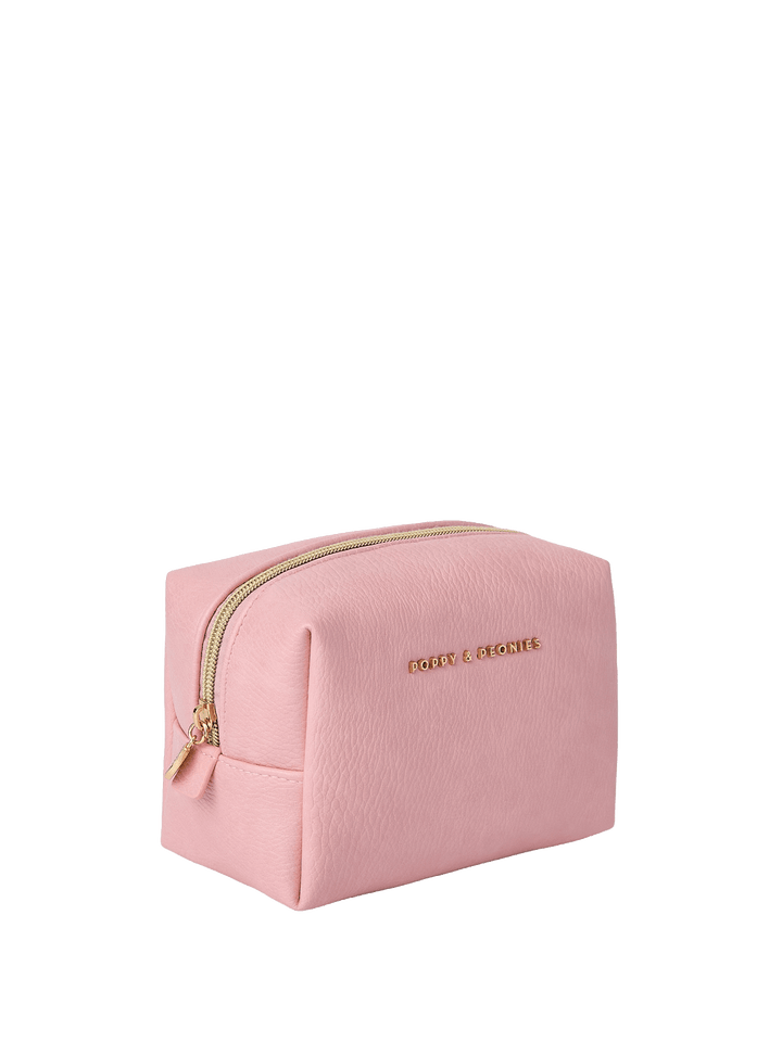 Pink vegan leather cosmetic case