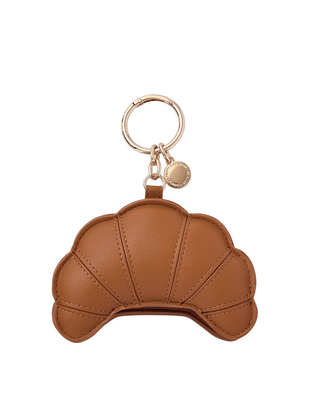Poppy & Peonies Croissant Bag Charm, featuring a playful croissant-inspired design with gold-tone hardware.