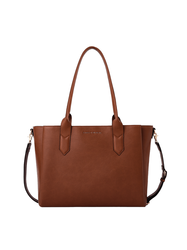 Double Duty Tote in Chestnut with detachable crossbody strap