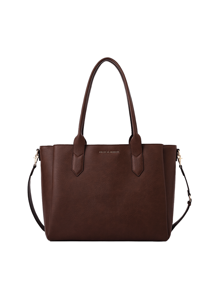 Double Duty Tote in Espresso with detachable crossbody strap