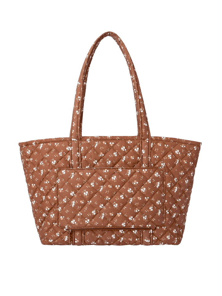 Back view of the Daydreamer Tote in Brown Floral with trolley sleeve