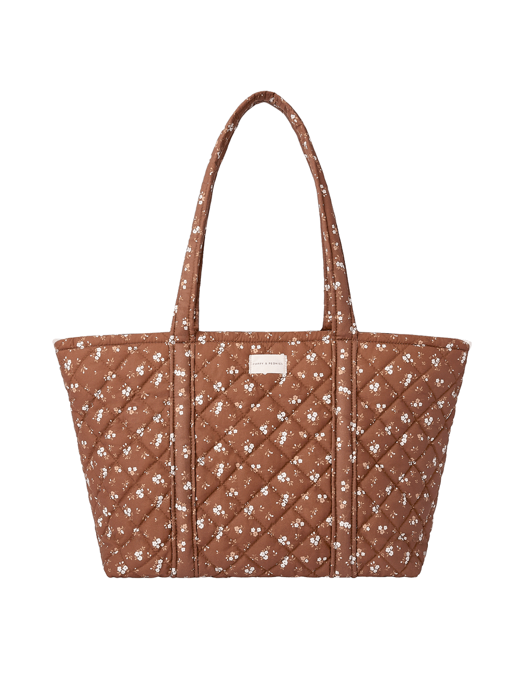 Daydreamer Tote in Brown Floral with quilted cotton design