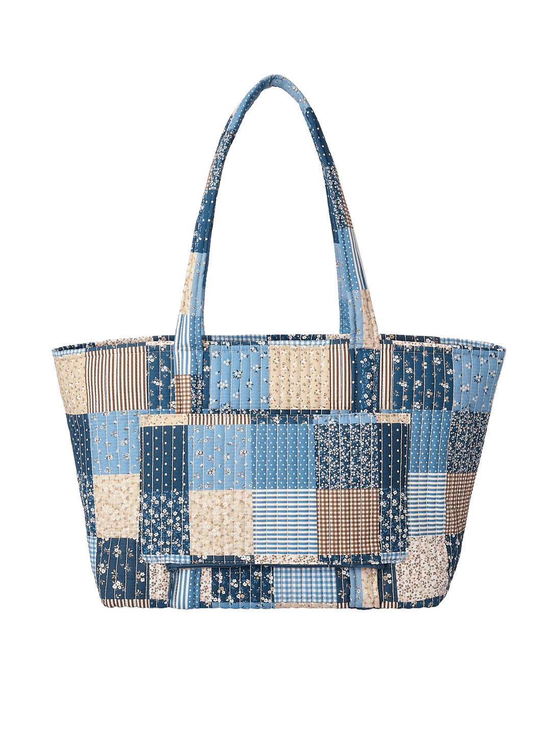 Back view of the Daydreamer Tote in Navy Patchwork with trolley sleeve