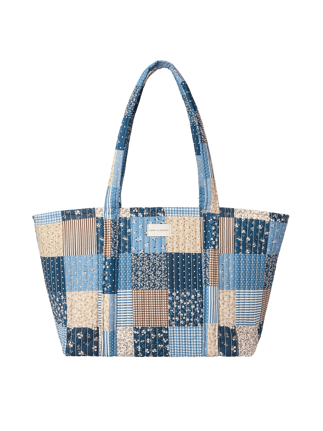 Daydreamer Tote in Navy Patchwork with quilted cotton design