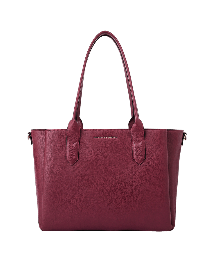 Front view of Double Duty Tote in Berry