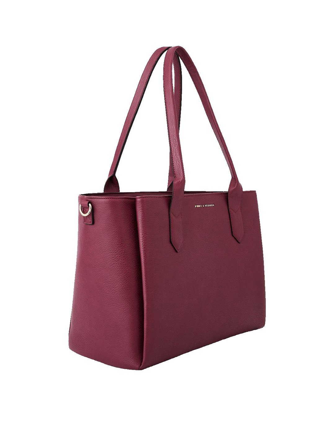 Side view of Double Duty Tote in Berry showing structured silhouette