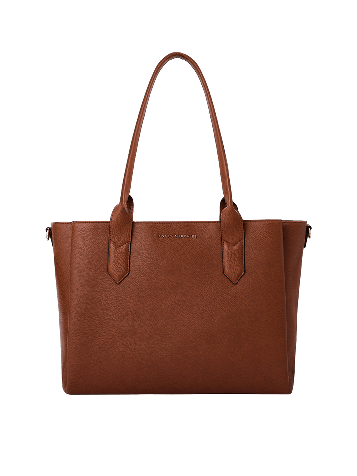 Front view of Double Duty Tote in Chestnut