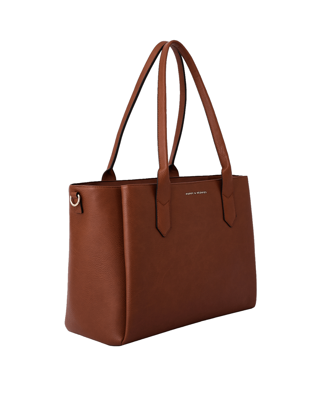 Side view of Double Duty Tote in Chestnut showing structured silhouette