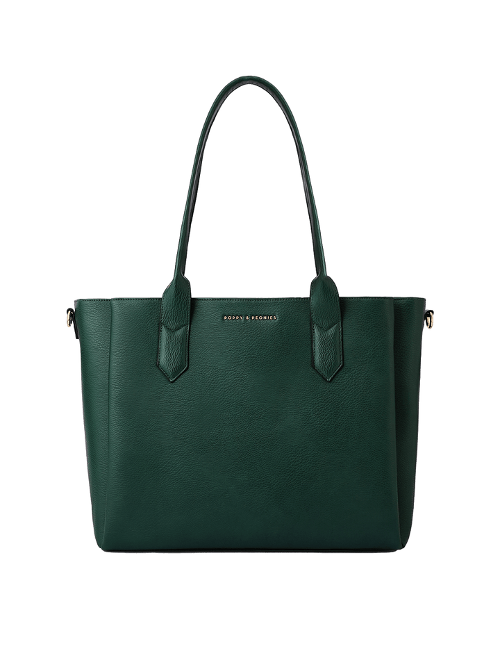 Front view of Double Duty Tote in Heritage Green