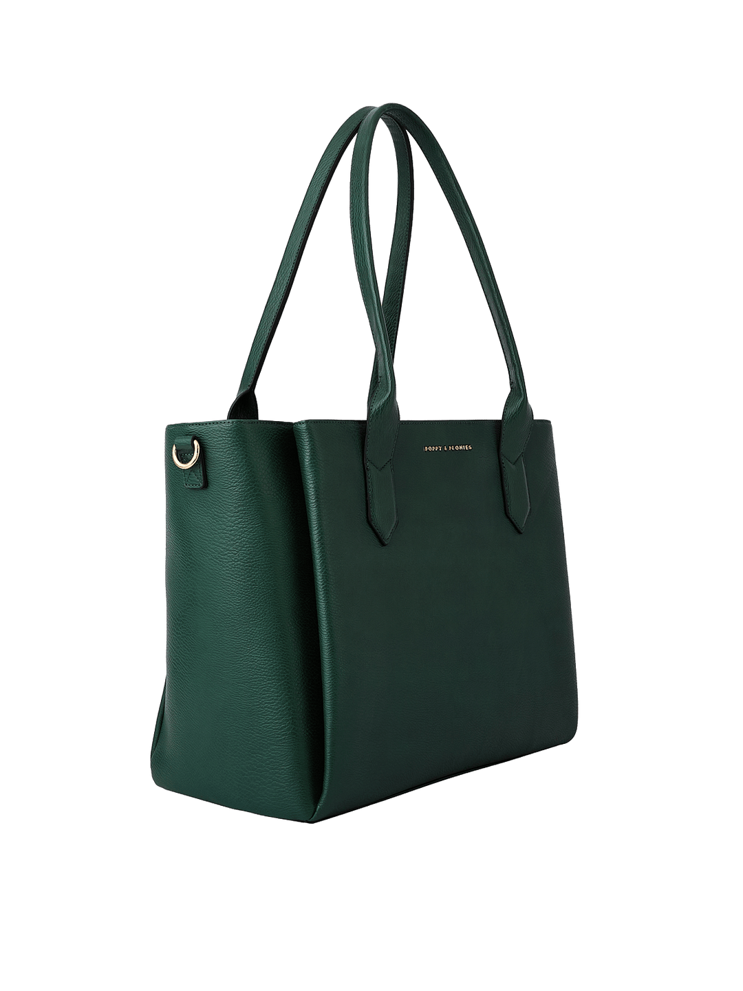 Side profile of Double Duty Tote in Heritage Green showing structured silhouette