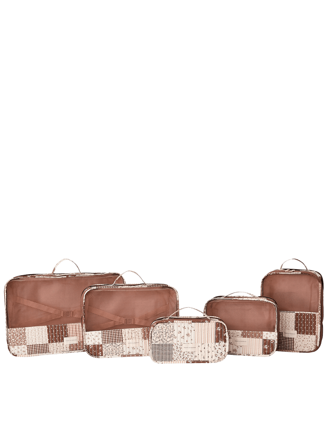 Pack-It-Up Five Piece Packing Cube Set Brown Patchwork