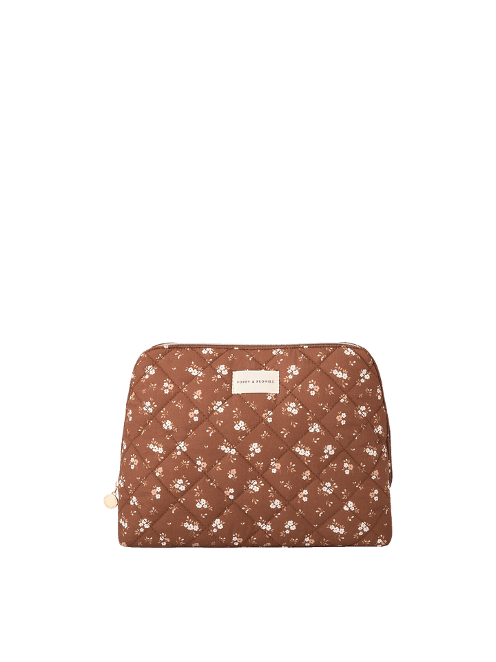 Poppy & Peonies Sitting Pretty Cosmetic Case in Brown Floral.