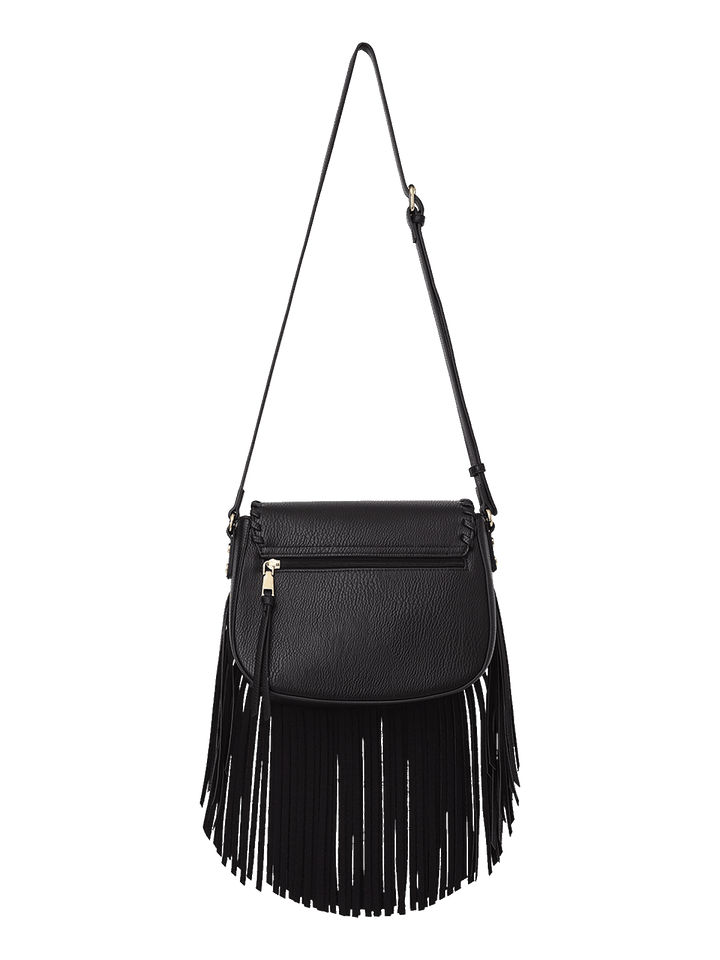 Bag of a black fringe handbag on a transparent background
