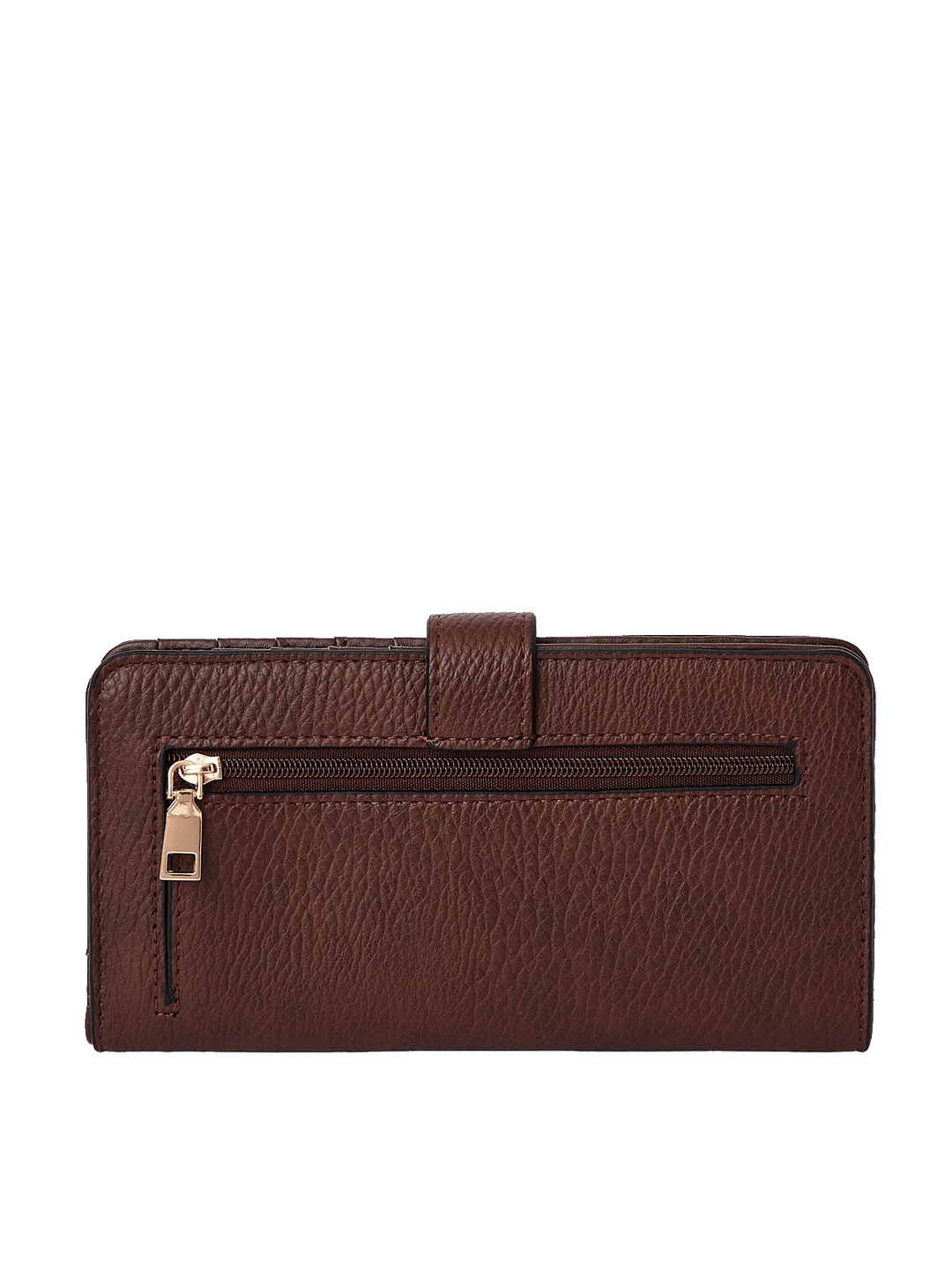 Back view of the Go Anywhere Wallet in Espresso with zippered pocket