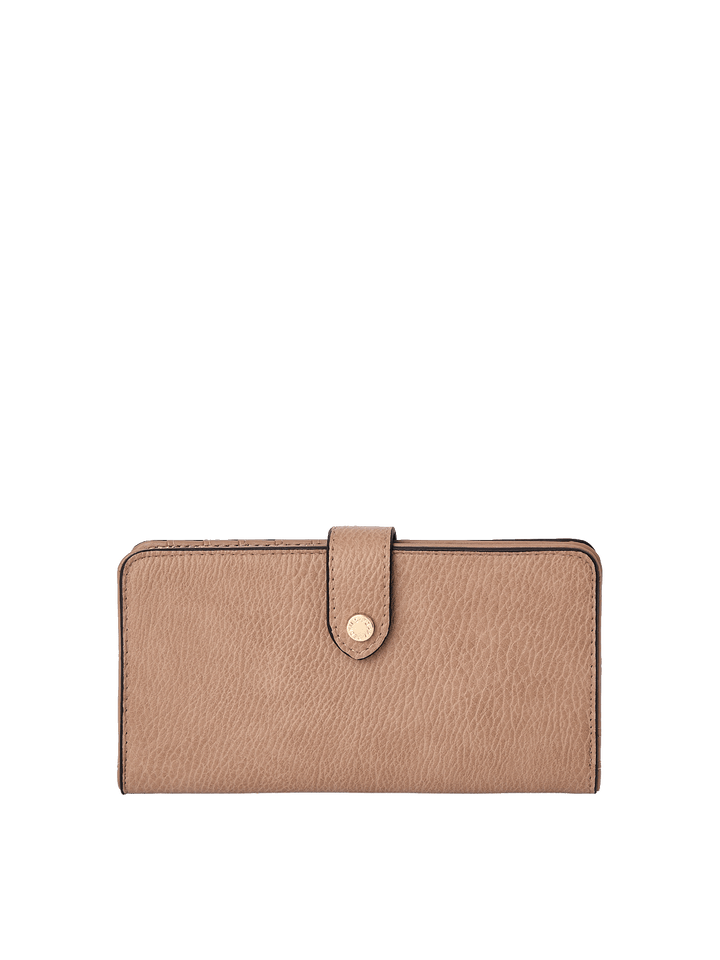 Go Anywhere Wallet in Taupe with a magnetic closure
