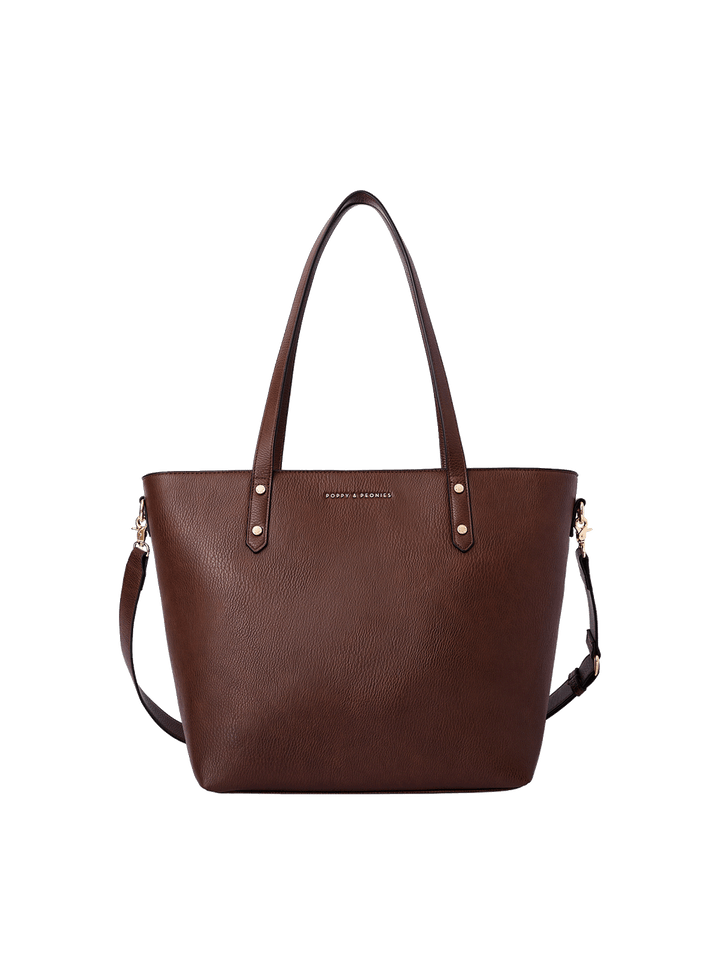 Go-Getter Tote in Espresso with removable crossbody strap