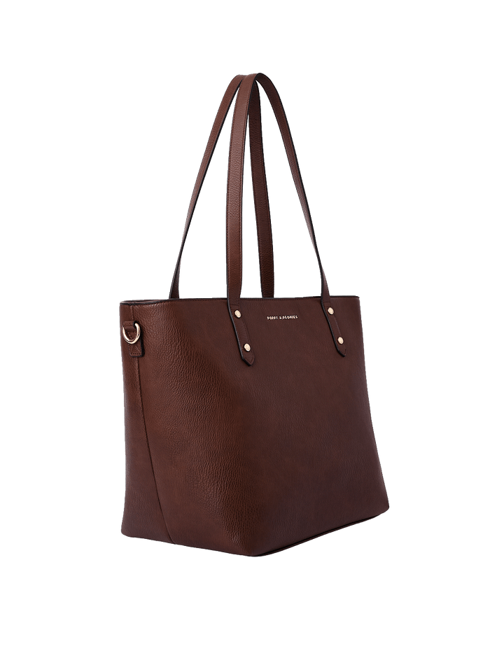 Side profile of the Go-Getter Tote in Espresso showing spacious tote design