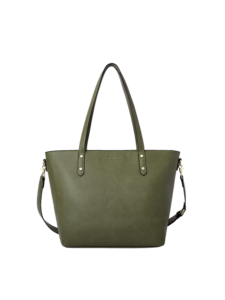 Go-Getter Tote in Olive with removable crossbody strap