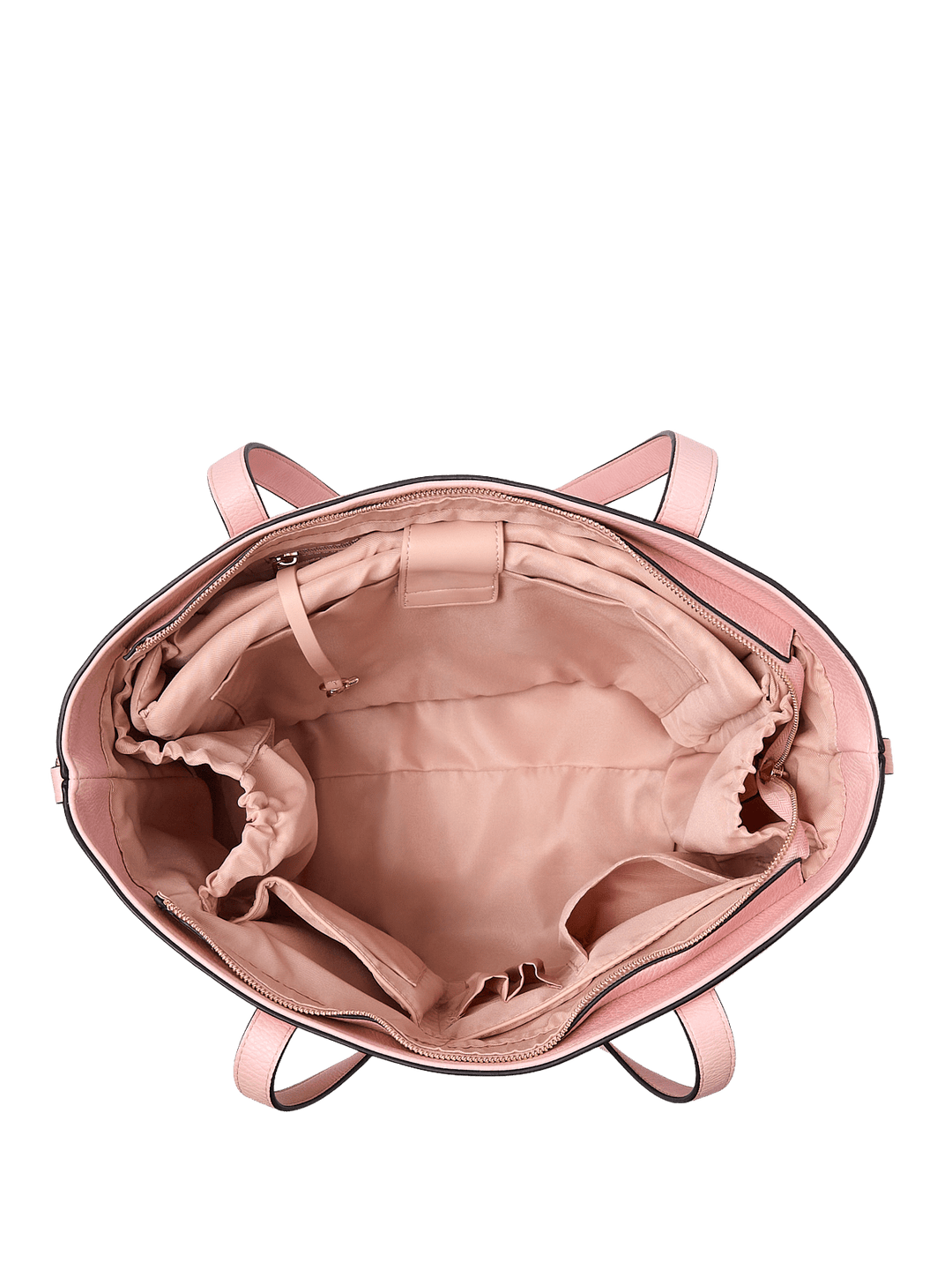 Open pink vegan leather tote bag