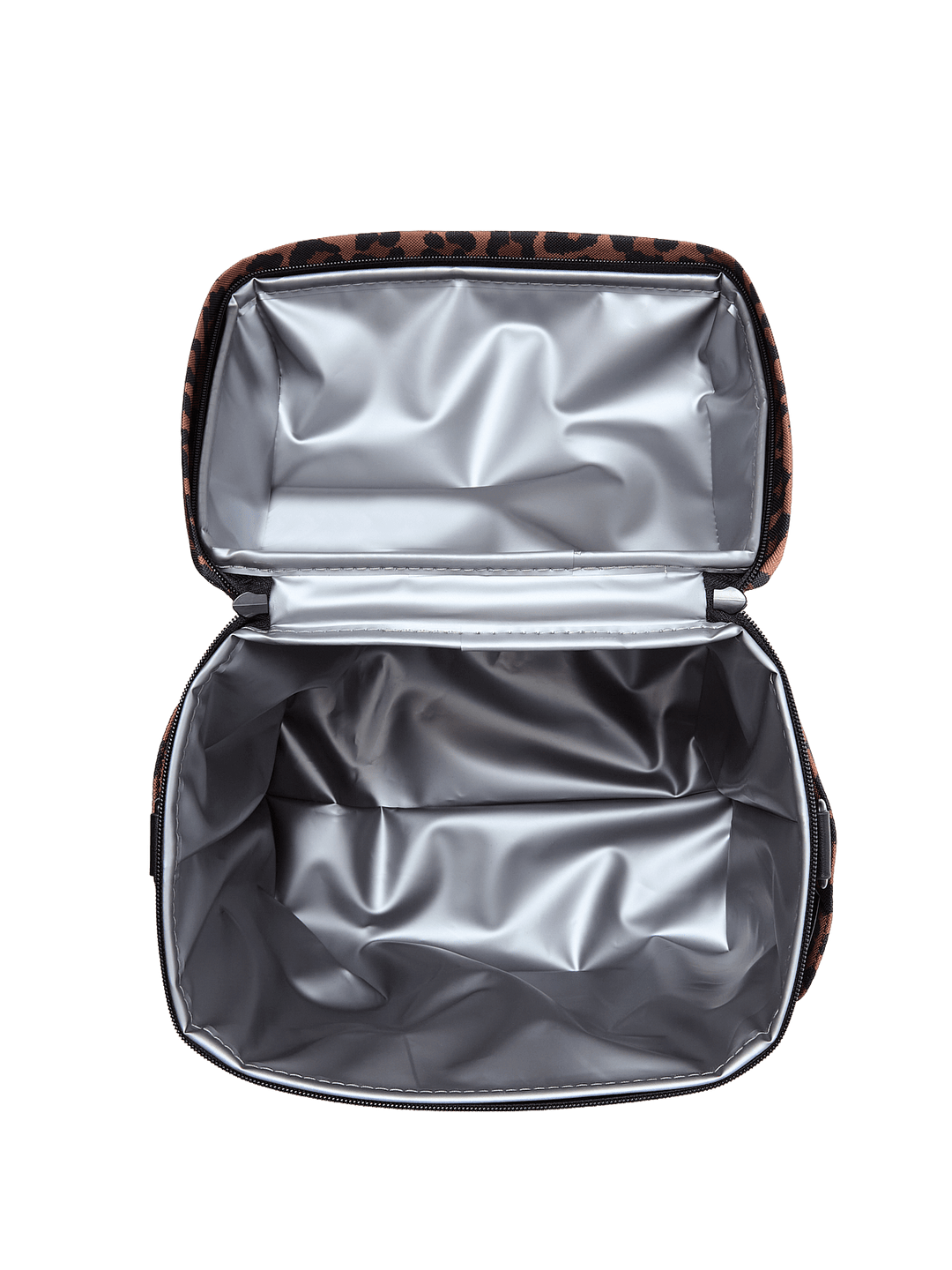 Interior of a leopard print lunch bag
