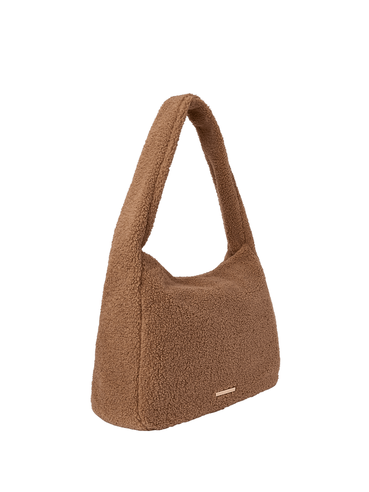 Brown faux fur handbag