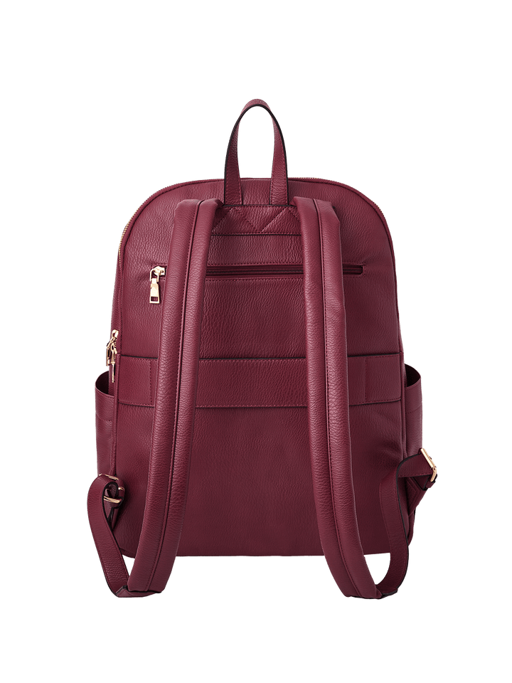 Berry coloured backpack on a transparent background