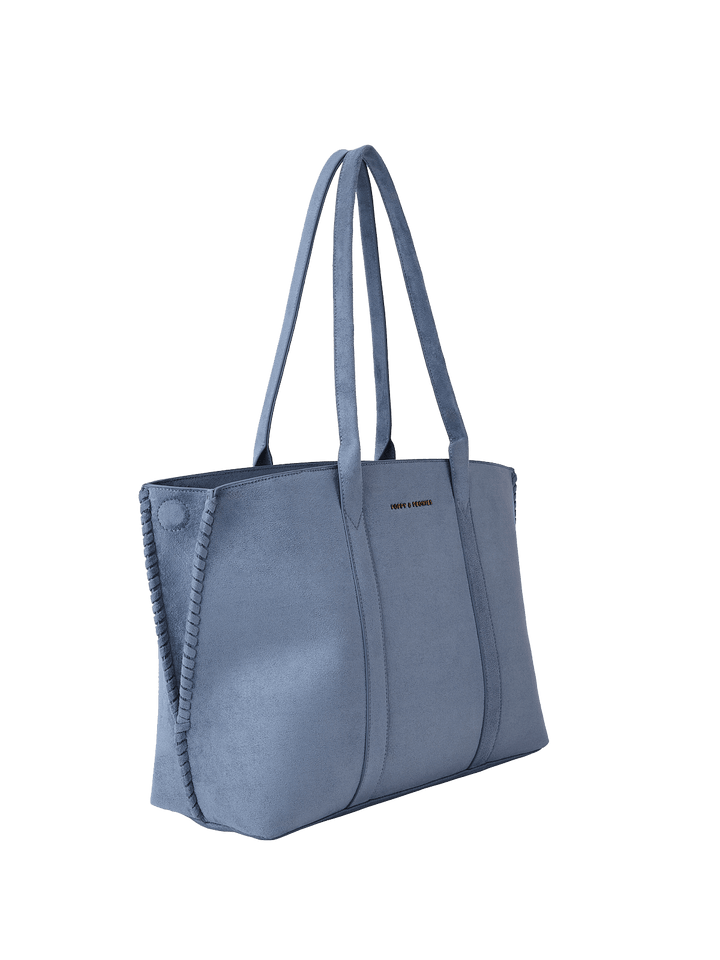 Light blue vegan suede tote bag