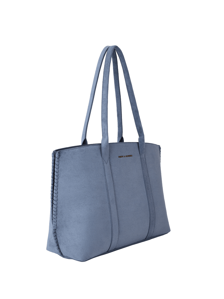 Light blue vegan suede tote bag