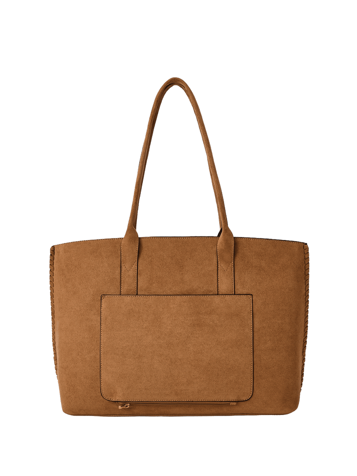 Brown vegan suede tote bag 