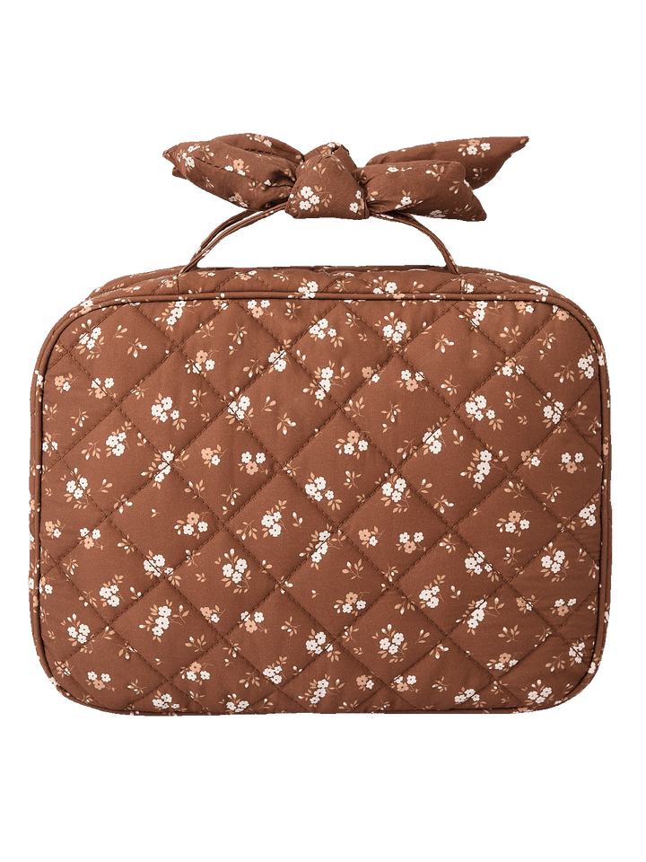 Back view of Large Hook Me Up Cosmetic Case in Brown Floral