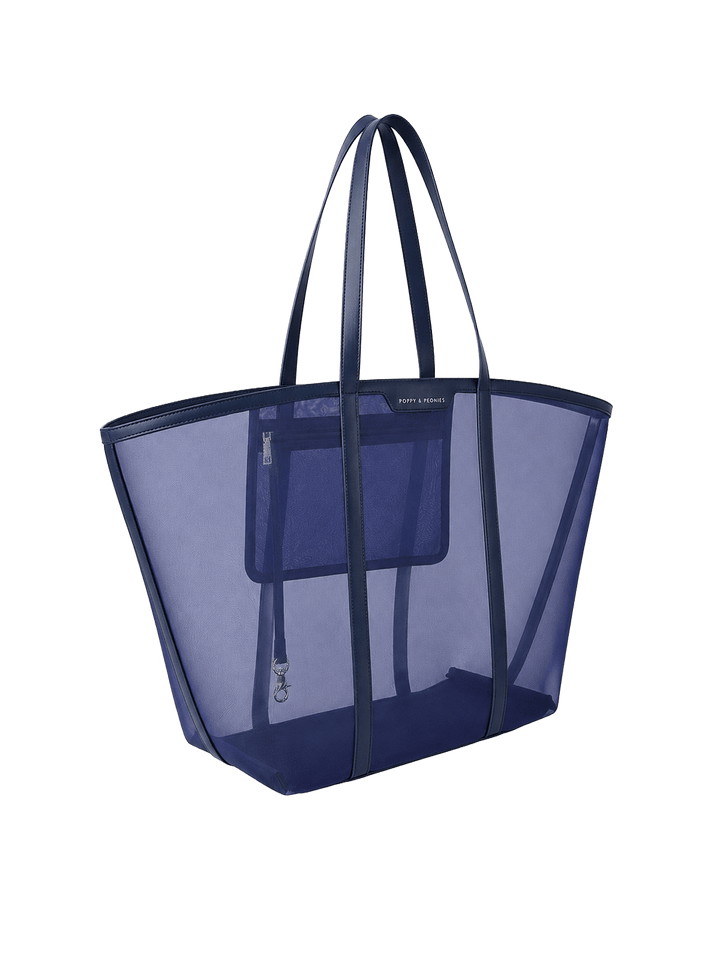 Blue mesh tote bag