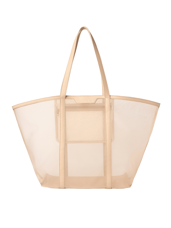 Nude mesh tote bag 