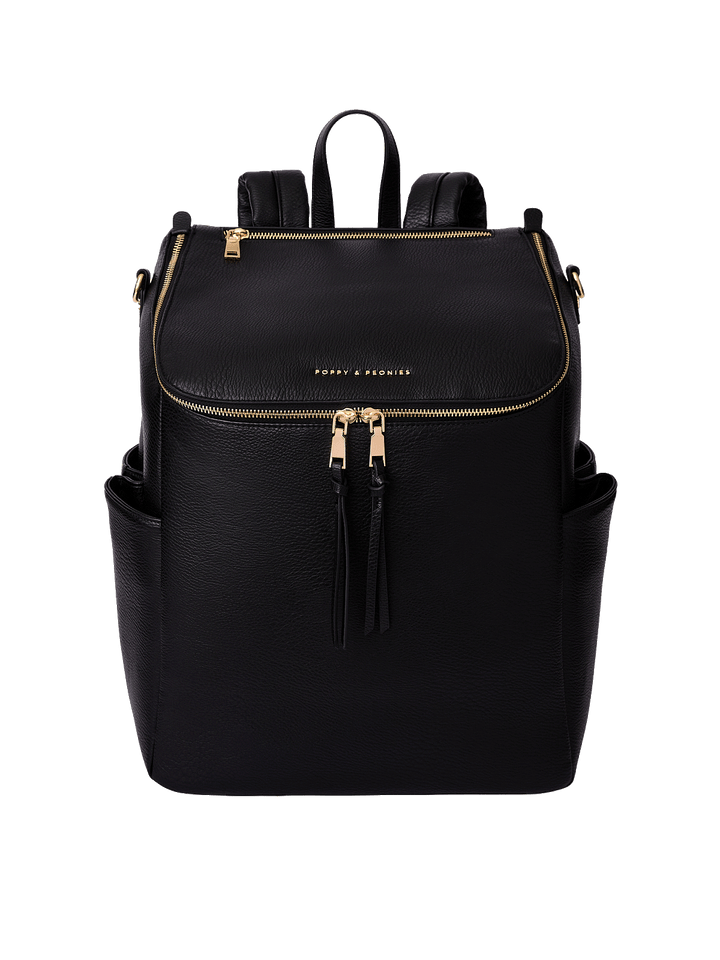 Front view of the Layover Backpack in Black