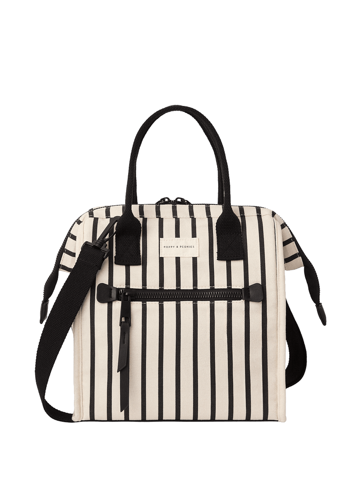 Black and white striped lunch bag