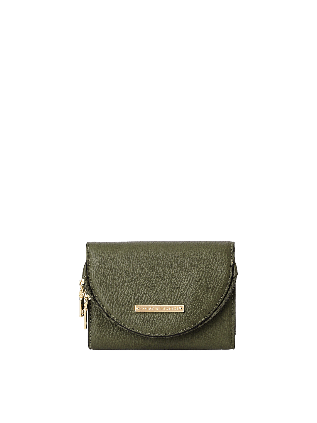 Margaux Wallet in Olive with magnetic snap closure