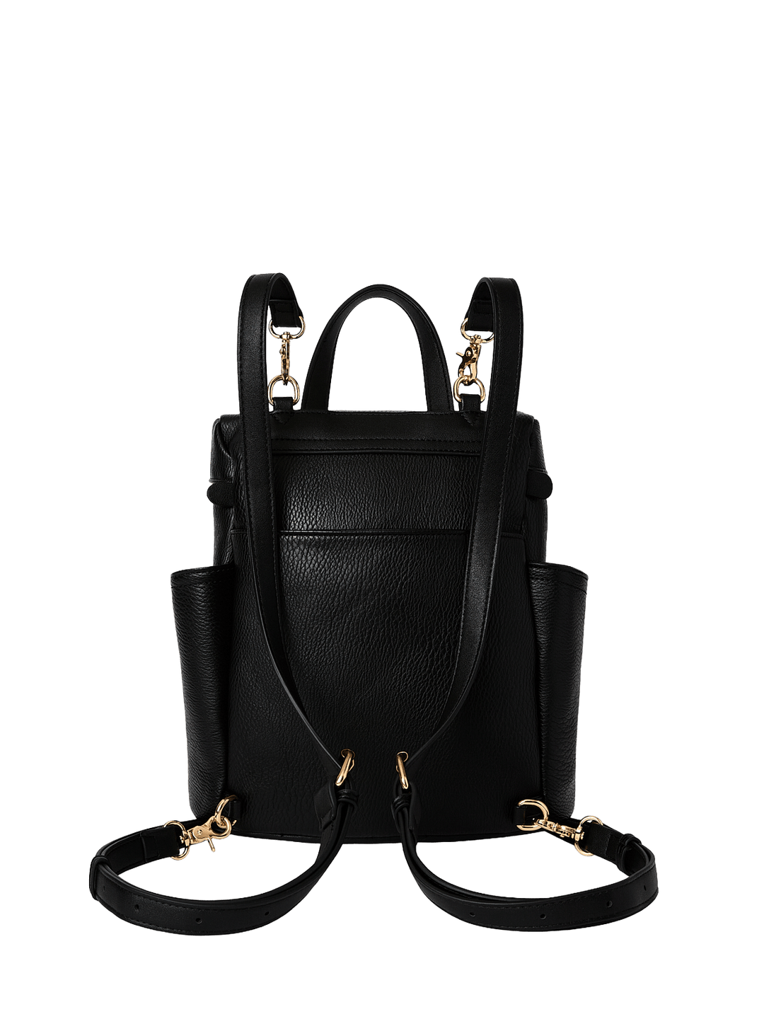 Small black backpack with gold hardware