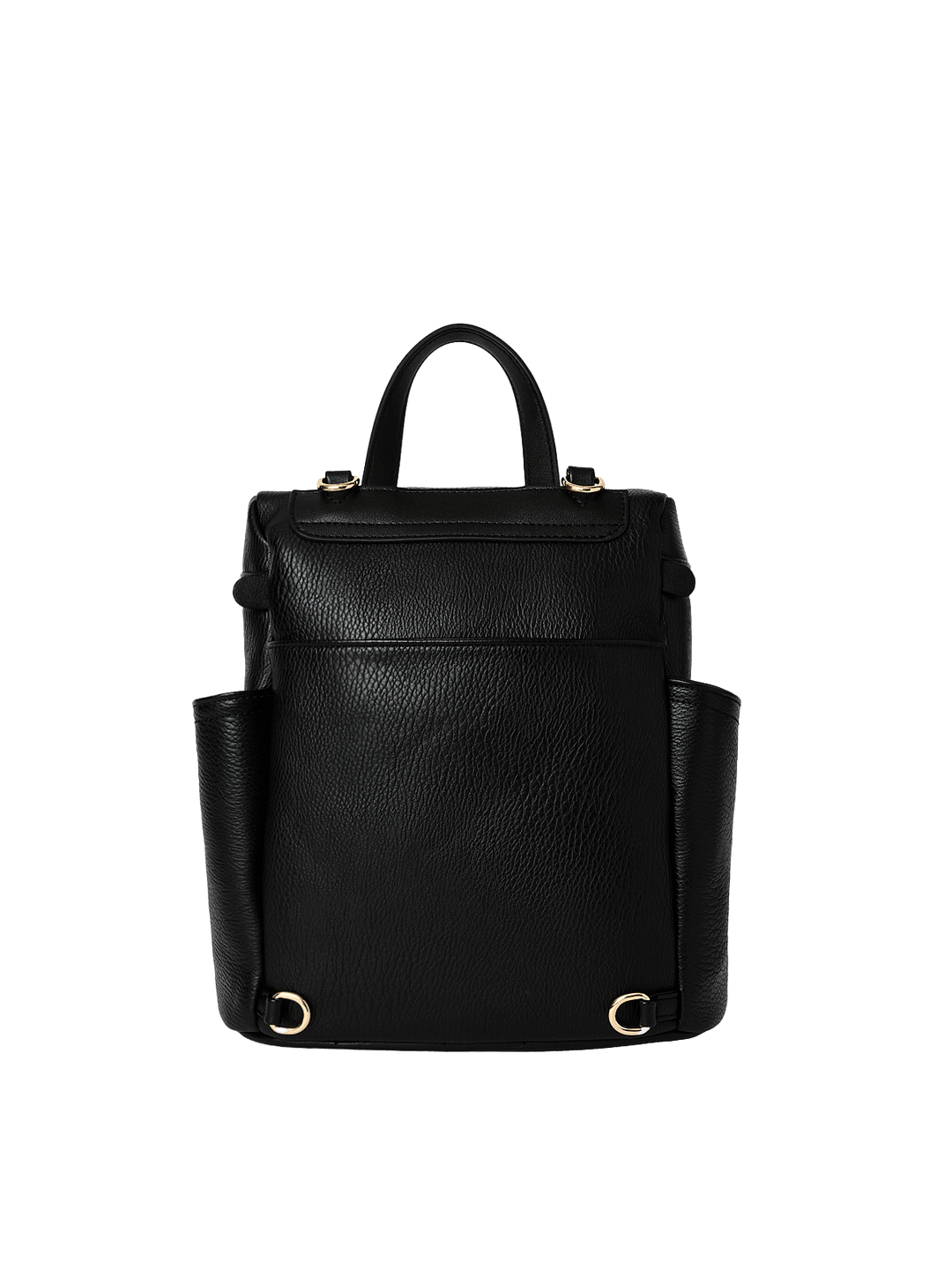 Small black backpack with gold hardware