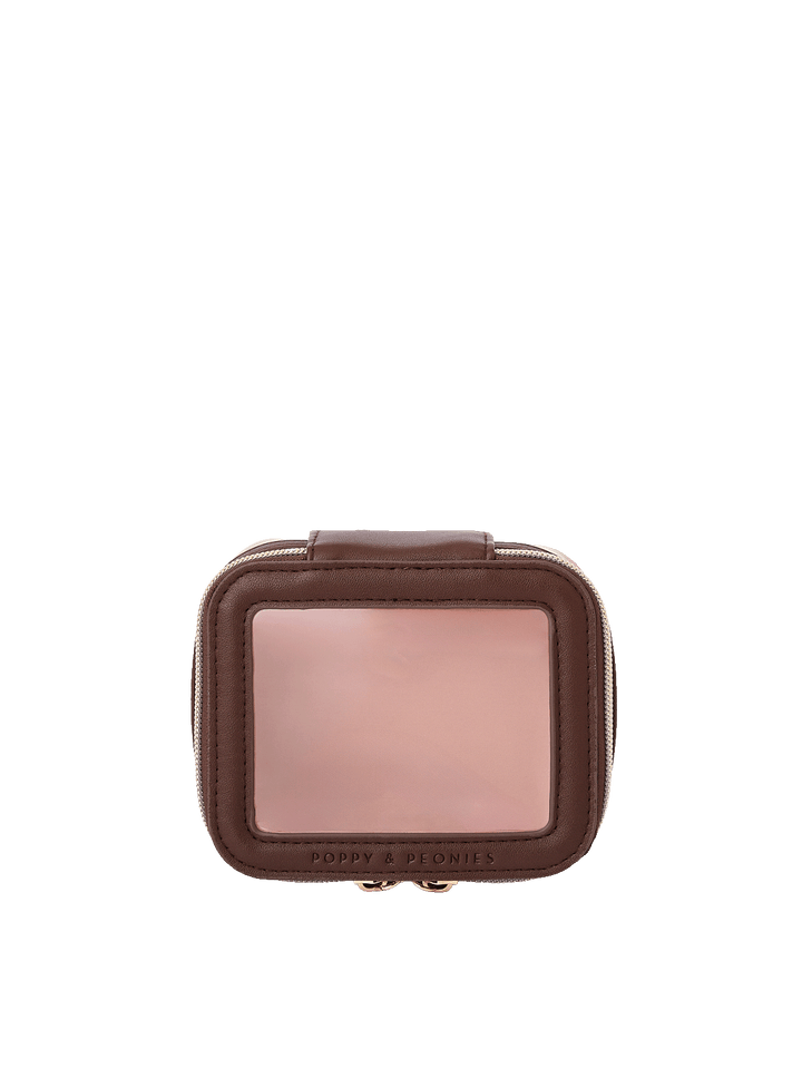 Mini I See You Cosmetic Case in Espresso with clear top window
