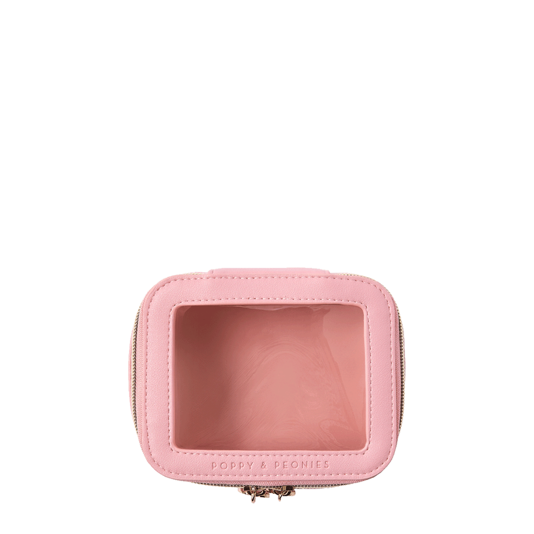 Pink and transparent cosmetic case