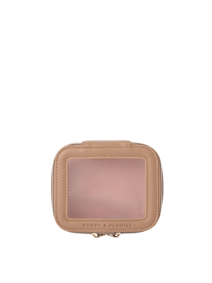 Mini I See You Cosmetic Case in Taupe with clear top window