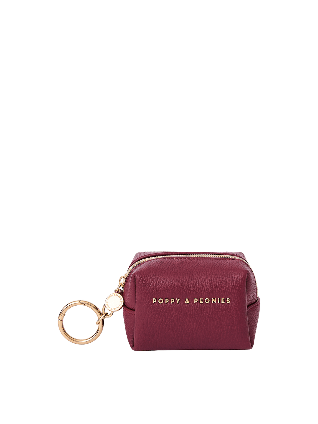 Tag Along Charm in Berry with gold-tone O-clasp keyring