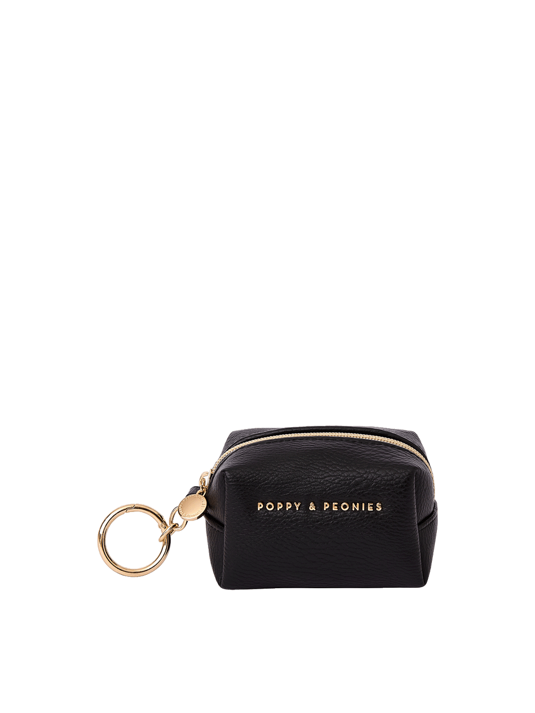 Tag Along Charm in Black with gold-tone O-clasp keyring