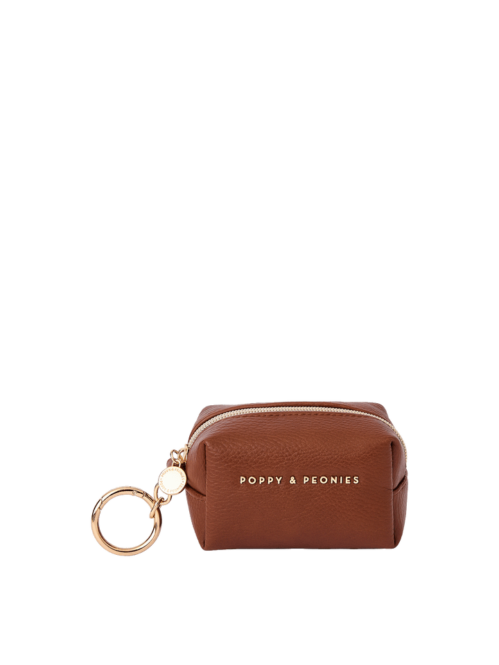 Tag Along Charm in Chestnut with gold-tone O-clasp keyring