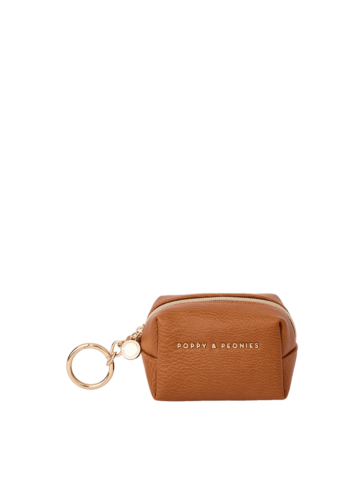 Tag Along Charm in Cognac with gold-tone O-clasp keyring