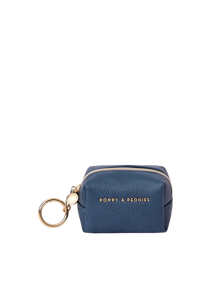 Tag Along Charm in Navy with gold-tone O-clasp keyring